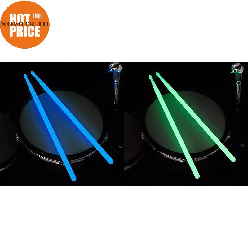 XOITR 1 คู่ 5A Luminous Drum Stis Drum Set Fluorescent Drumstis Glow in The Dark TH