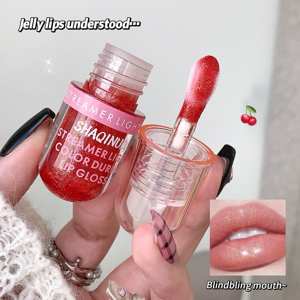 SHAQINUO ลิปกลอสเครื่องสําอางลิปกลอสลิปกลอสกระจกลิปสติกแต่งหน้า