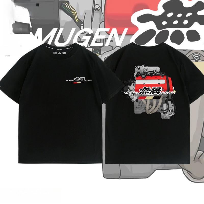 เสื้อยืดแขนสั้นผ้าฝ้ายหลวมฤดูร้อนสำหรับผู้ชาย JDM Civic TYPER Fit GK5 Unlimited Spoon Modified Car