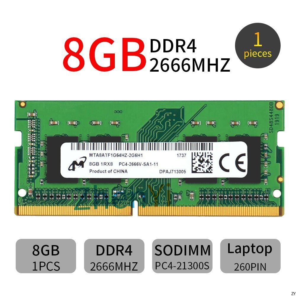 สําหรับไมครอน 8GB DDR4 2666MHz PC4-2666V 260Pin CL19 SODIMM แล็ปท็อป RAM หน่วยความจําโน้ตบุ๊ค