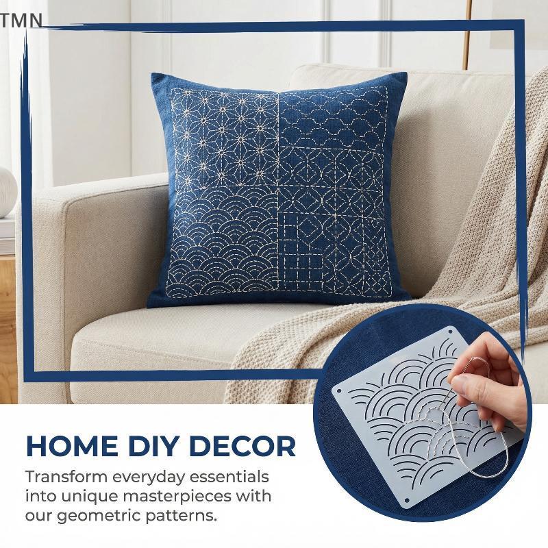 [TMN] 8/9/24/32 ชิ้น Sashiko เย็บปักถักร้อยแม่แบบสัตว์เลี้ยงแบบใช้ซ้ําได้เย็บลายฉลุ DIY เย็บปักถักร้