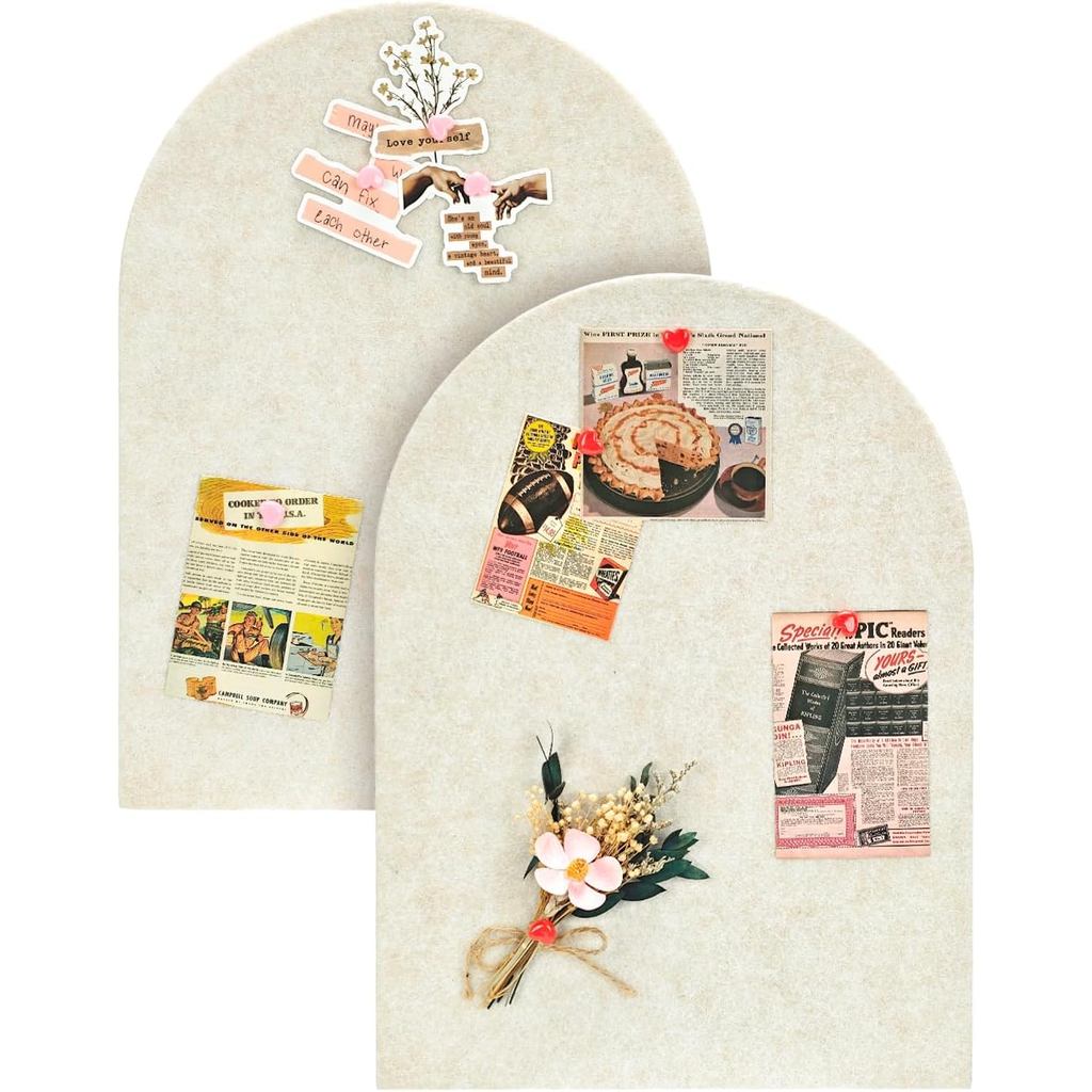 Arched Felt Bulletin Board, Cork Board ทางเลือกสําหรับผนัง, 10.6in x 14.6in Self-Adhesive Pin Board,
