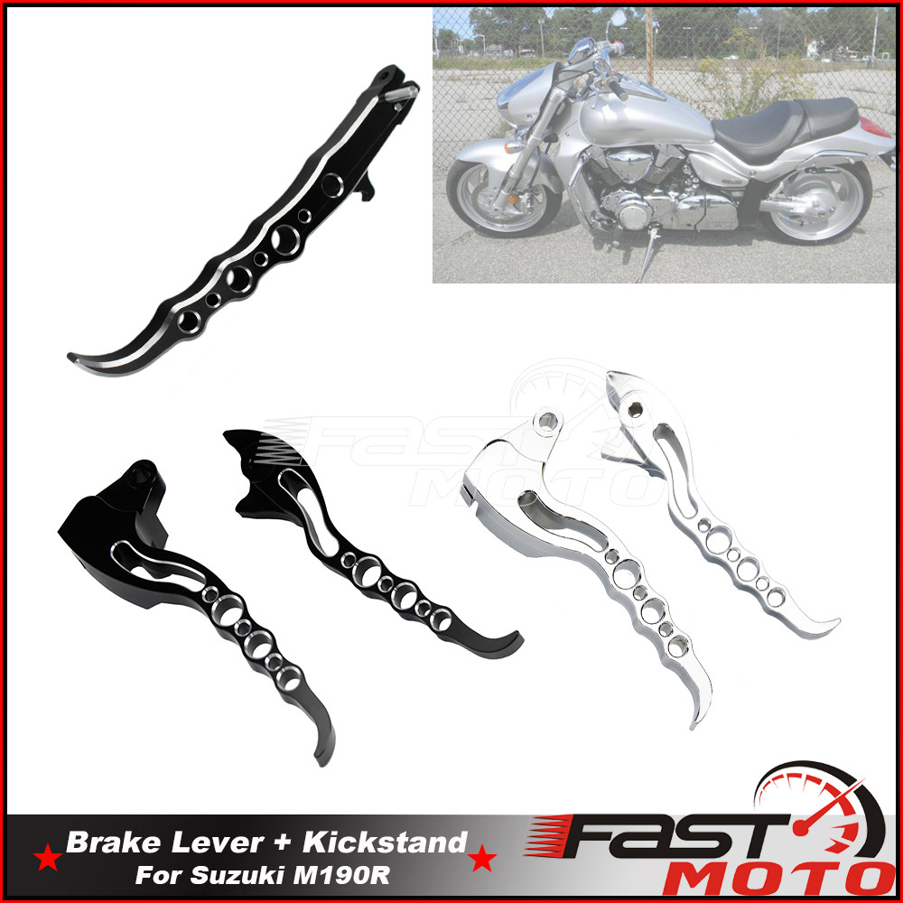 TC Chrome Black Motorcycle Loopholes Clutch Brake Lever Control Clutch Side Kickstand Support FOR Su