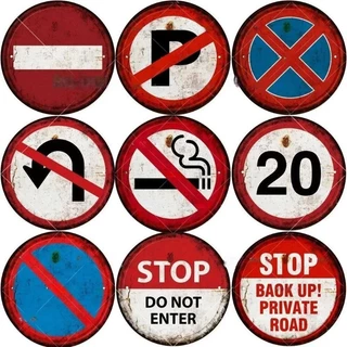COD ป้าย STOP Vintage Metal Plaque ทรงกลม โลหะ สไตล์วินเทจ ตกแต่งโรงรถ บาร์บ้าน แข็งแรง ทนทาน