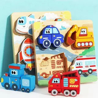 ของมาใหม่！ของเล่นบล็อก บอร์ดของเล่น 4in1 จิ๊กซอว์ไม้ ของเล่นเสริมจินตนาการ มี4ชนิด มีสร้างสรรค์ ขอนเล่นของขวัญเด็ก