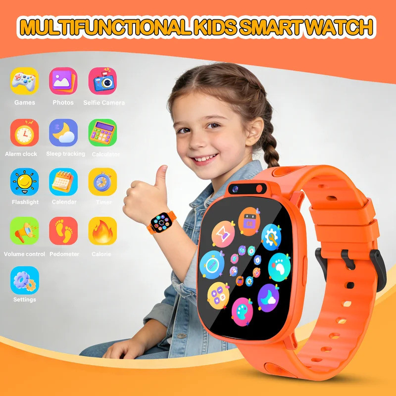 LAXASFIT 2026 เด็กใหม่กล้อง Smartwatch สําหรับเกมเด็ก Sleep Monitor ไฟฉายนาฬิกาปลุกเด็กผู้หญิงของขวั