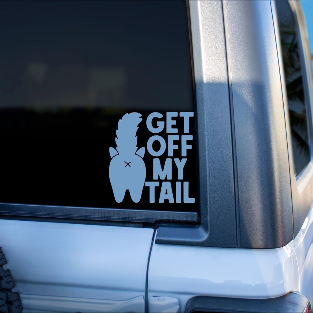 GET OFF MY TAIL สติ๊กเกอร์สะท้อนแสง ห่างไกลจาก MY TAIL Cat Car Sticker สติ๊กเกอร์คําเตือน ราคา ถูกที่สุด ดีลบีเคเค แกลเลอรีภาพที่ 2