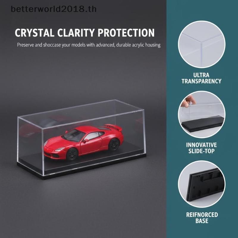 [bet] 1/5 ชิ้นอะคริลิคกันฝุ่นตู้โชว์และจัดเก็บกล่องสําหรับ MiniGT 1/64 รุ่นDiecastรถแสดงกรณีพร้อมฝาค