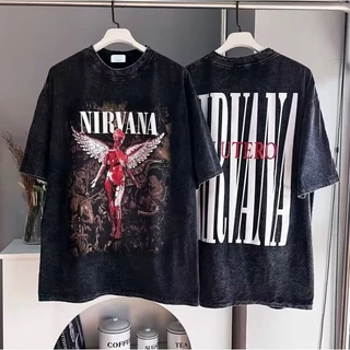 เสื้อยืดโอเวอร์ไซส์ วินเทจ ผ้าฟอก สกรีนลายหน้า-หลัง เสื้อยืดผู้ชาย/ผู้หญิง แฟชั่นสตรีท เท่ๆ ใส่สบาย Unisex พร้อมส่ง