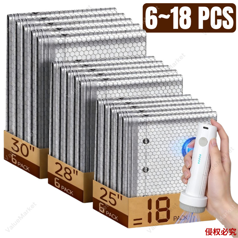 6 ~ 18 ชิ้นเดินทางถุงบีบอัดสูญญากาศสําหรับเสื้อผ้าจัดระเบียบ, USB ปั๊มไร้สายสําหรับกระเป๋าเดินทางประหยัดพื้นที่, ถุงบีบอัดกันน้ําสําหรับเสื้อผ้าและการเดินทาง Essentials