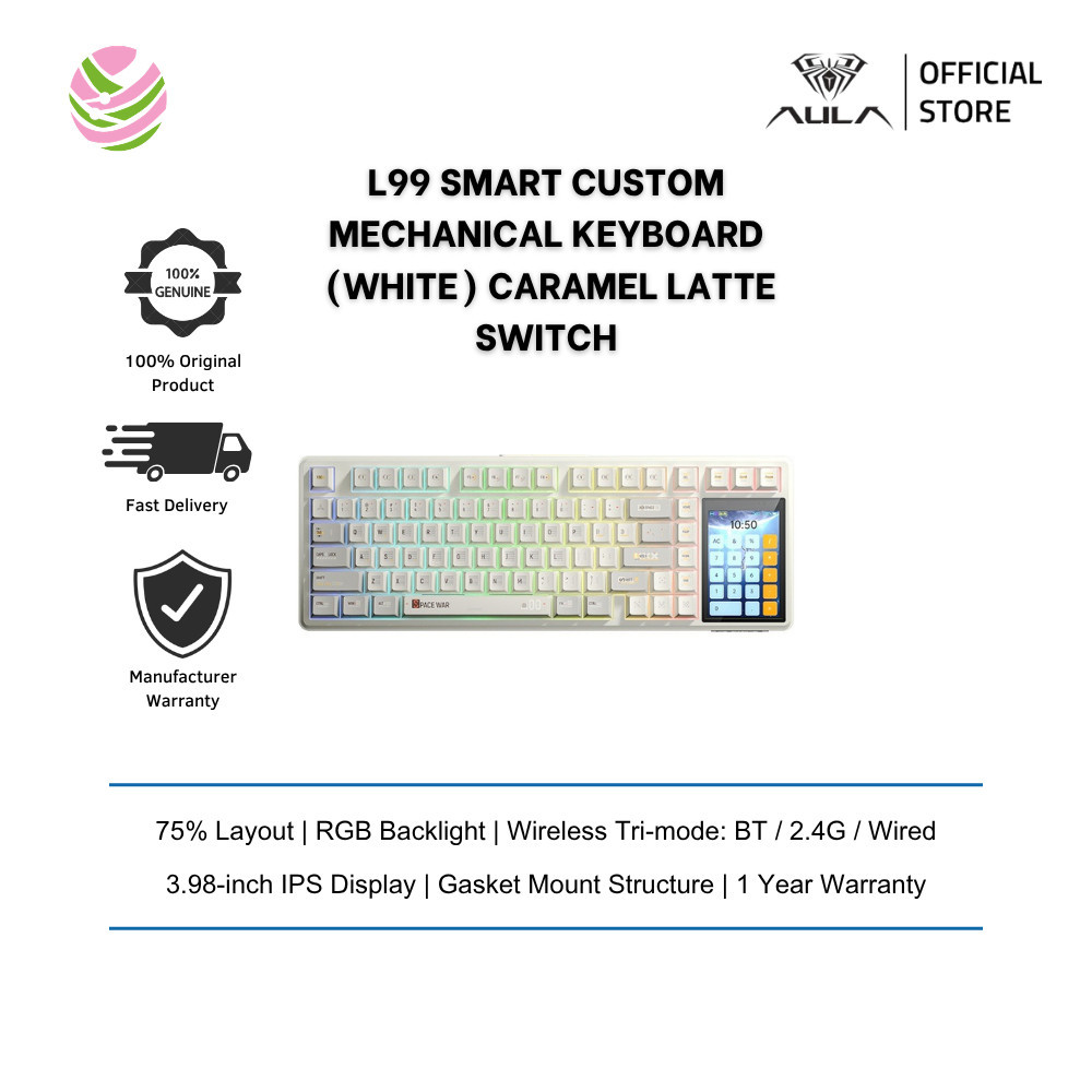 AULA L99 คีย์บอร์ดแบบกลไกแบบกําหนดเองอัจฉริยะ (แบบมีสาย/2.4G/BT/โครงสร้างแก๊ส/Hot-Swappable/ RGB) สว