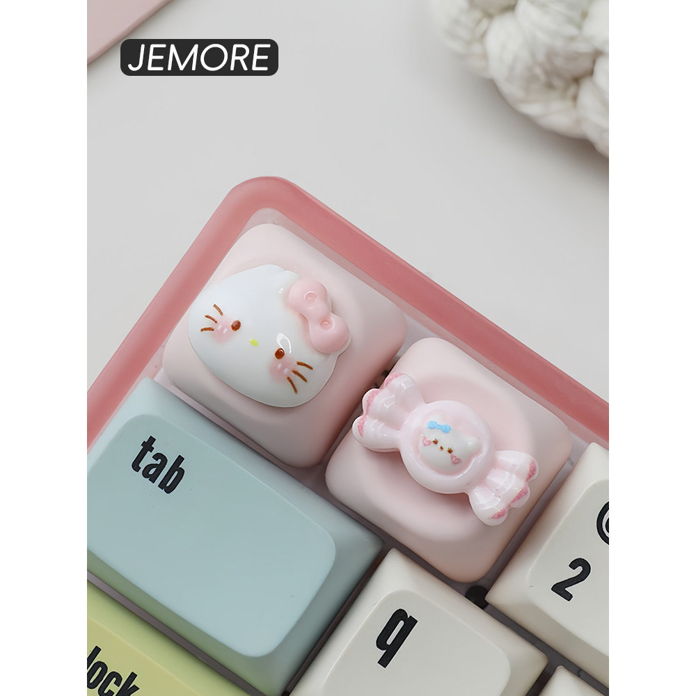 คีย์แคป คีย์แคปไทย Kitty Kitty Kitty Cat Cute Keycap Single Mechanical Keyboard Resin ที่กําหนดเองสี