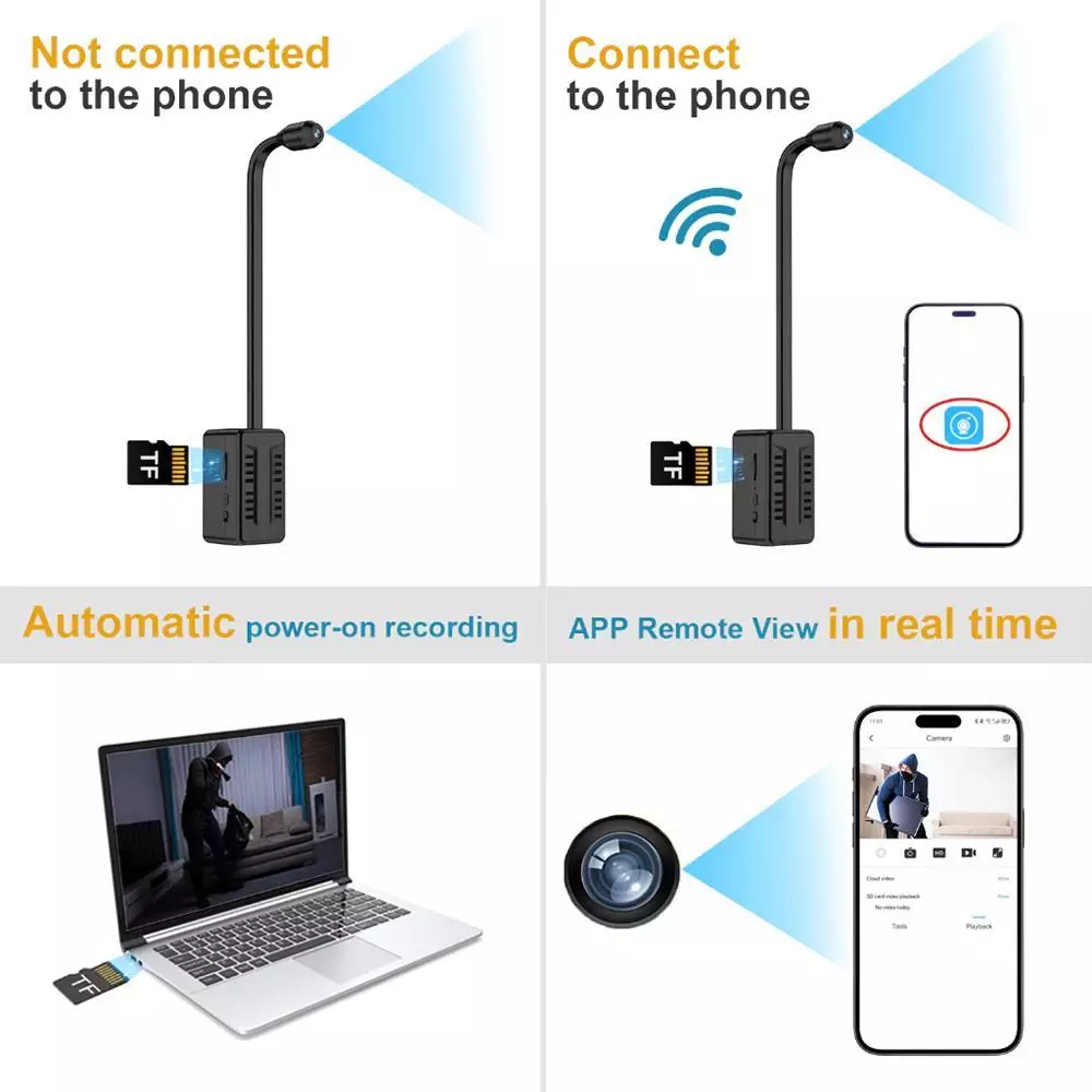 กล้องวงจรปิด 4KMini DIY กล้องเครือข่ายไร้สายHD 1080P 2.0MP วิดีโอดิจิตอลWIFI สมาร์ทโฟน APP ควบคุมไมโครโฟนในตัวแบตเตอรี่ใ thumbnail 7