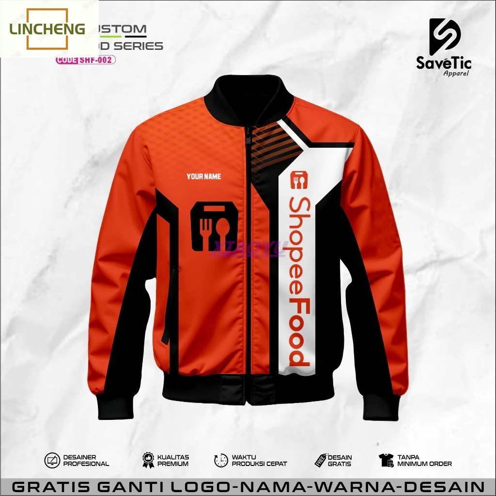 พารามา || WATERPROOF BOMBER JACKET PREMIUM FULL PRINTING DRIVER COURIER PACKAGE อาหาร Shopee