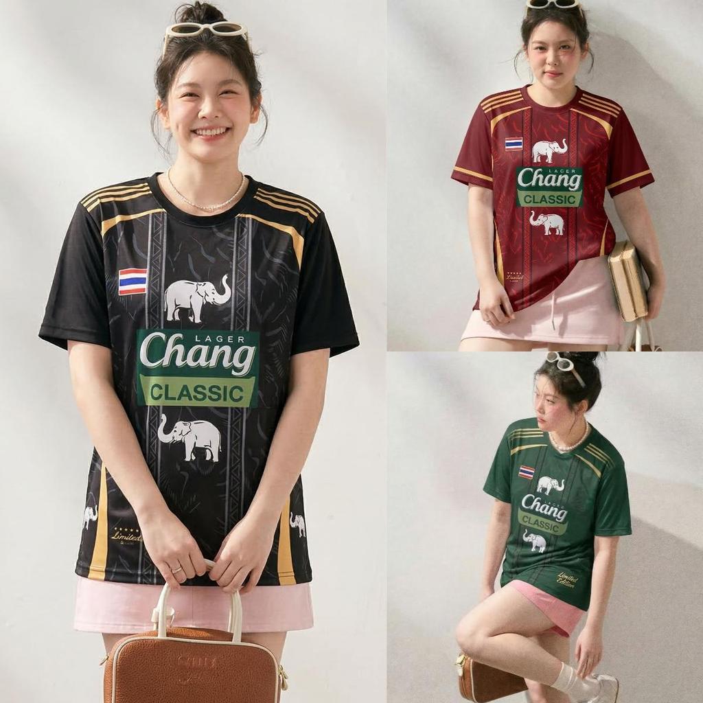 เสื้อกีฬา M-3XL คอกลม แขนสั้น พิมพ์ลายช้าง ลายคมชัด ผ้าไมโคร เนื้อนิ่ม ระบายอากาศดี ใส่ได้ทั้งชายและหญิง