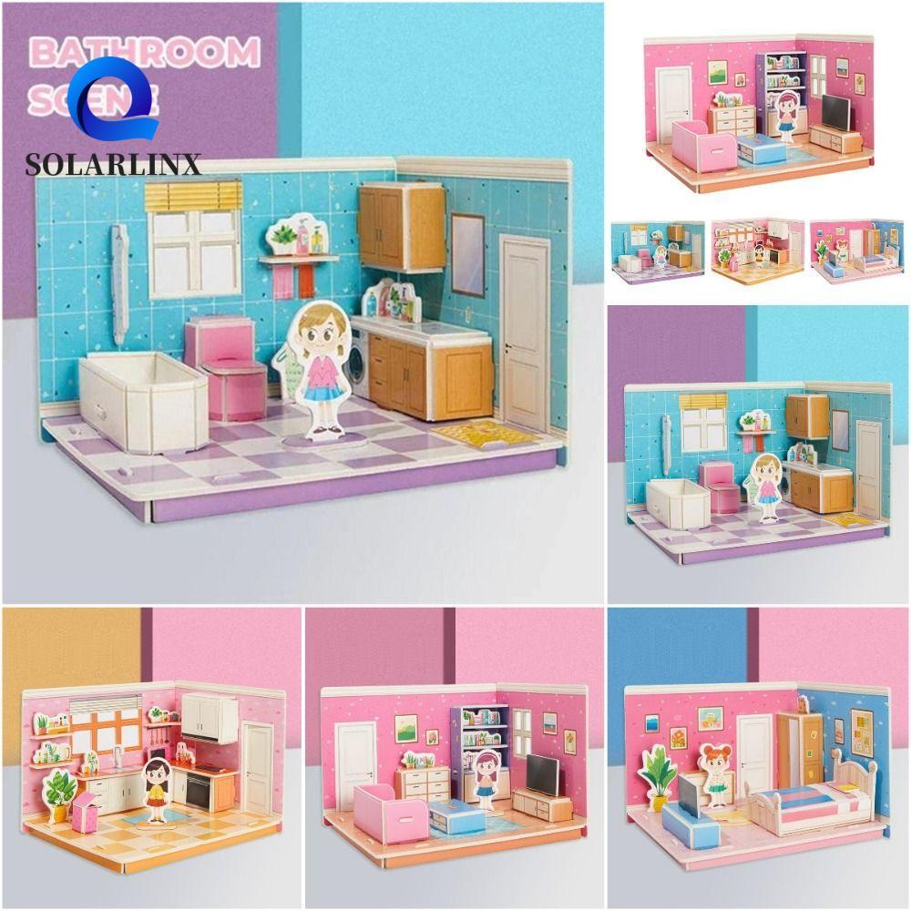SOLARLINX 3D Room รุ่นปริศนาของเล่น,กระดาษแข็งห้องครัว 3D Room กระดาษแข็ง, น่ารัก Miniatures Room ห้