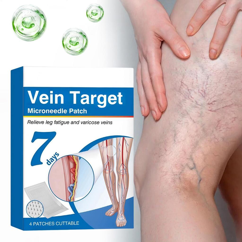 หลอดเลือดดําเป้าหมาย Microneedle Patch Leg Patch 4 ชิ้น Discomfort Relief Breathable Ease Discomfort