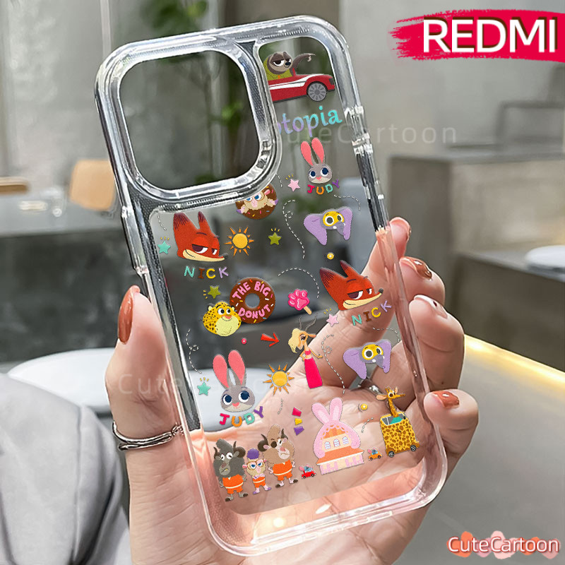 น่ารัก Zootopia PC กรณี REDMI-Note 14 12 13 14-Pro Redmi-13C 9C 12C A3 10C 11 9 10 PRO Glossy Guys อ
