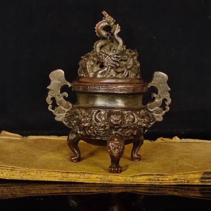 Retro จีน Kowloon Ding Kowloon Dan เตาธูป Burner Tower ธูป Burner ในครัวเรือนชาศิลปะตกแต่งโบราณ O