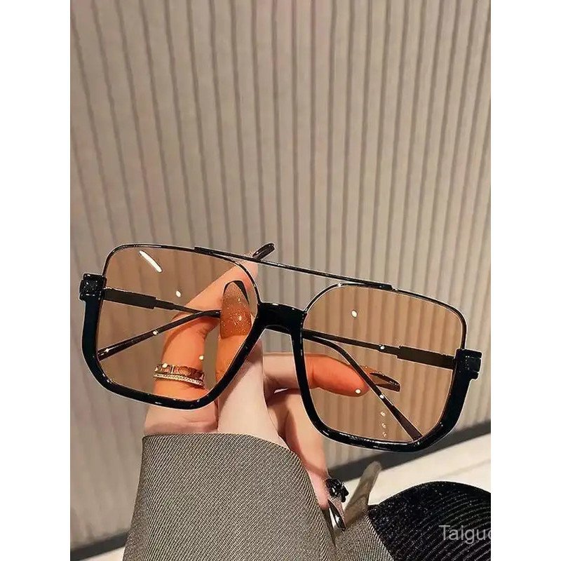 Unisex Fashionable All-match Tinted Lens Aviator Sunglasses, Vintage Vacation Sunglasses for Men & W