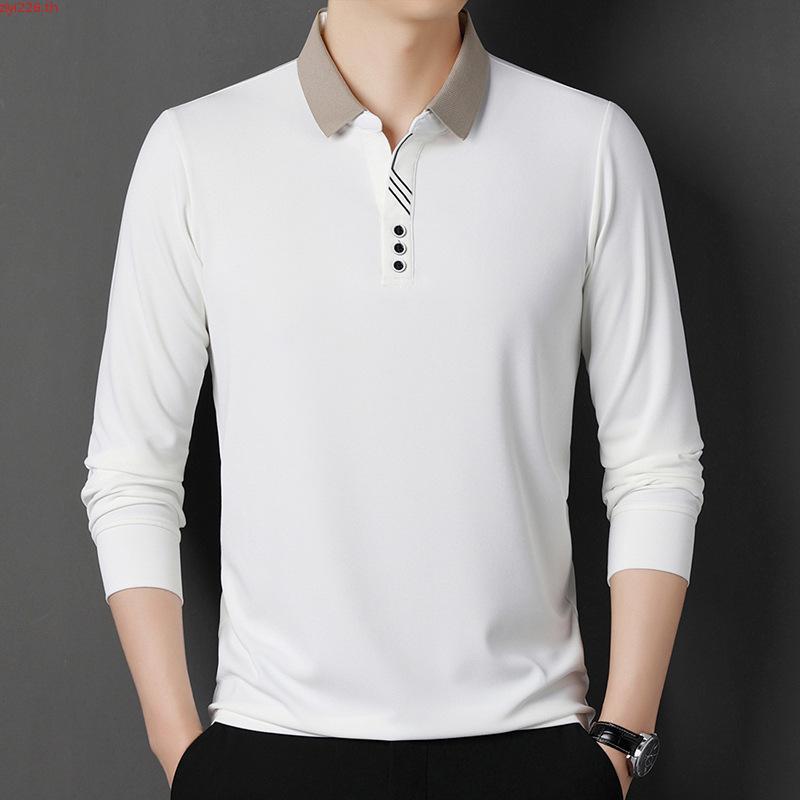เสื้อโปโลผู้ชายแขนยาวหลวมธุรกิจแฟชั่นคอปกด้านบนขนาดใหญ่ www31