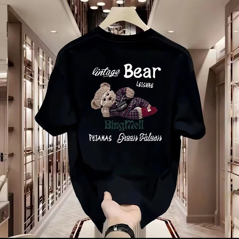 ปลาค็อด ปลาค็อด20262025เสื้อยืดแขนสั้นสไตล์ใหม่ผู้ชาย ins Street Wear ยุโรปอเมริกันสไตล์ฮิปฮอปรอบคอ 