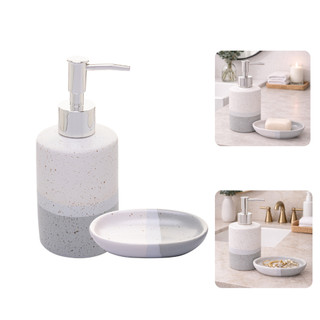 Kit Banheiro Lavabo 2 peças de Ceramica Degrade Cinza - Lyor