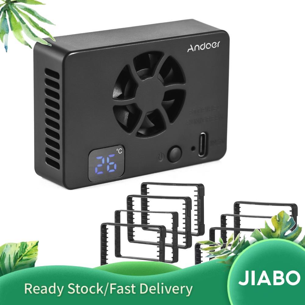 Jiabo Jiabo Andoer FS-06 กล้องพัดลมระบายความร้อนระบบภายนอกพร้อมจอแสดงผล OLED 8 ชิ้นแผ่นอะแดปเตอร์ยึด