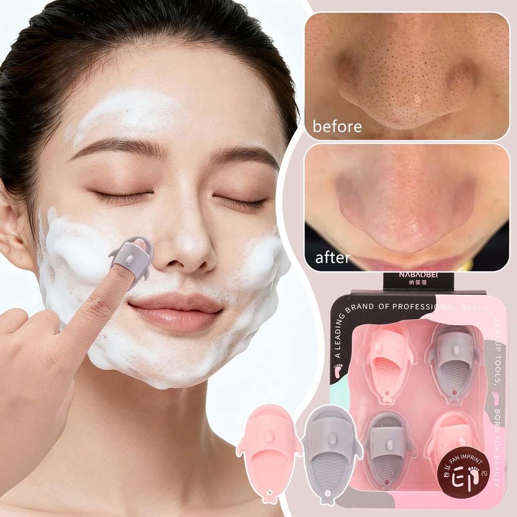 4PCS Soft Silicone Mini Finger Face Brush - เครื่องมือทําความสะอาดที่มีความแม่นยําสําหรับ T-Zone & N