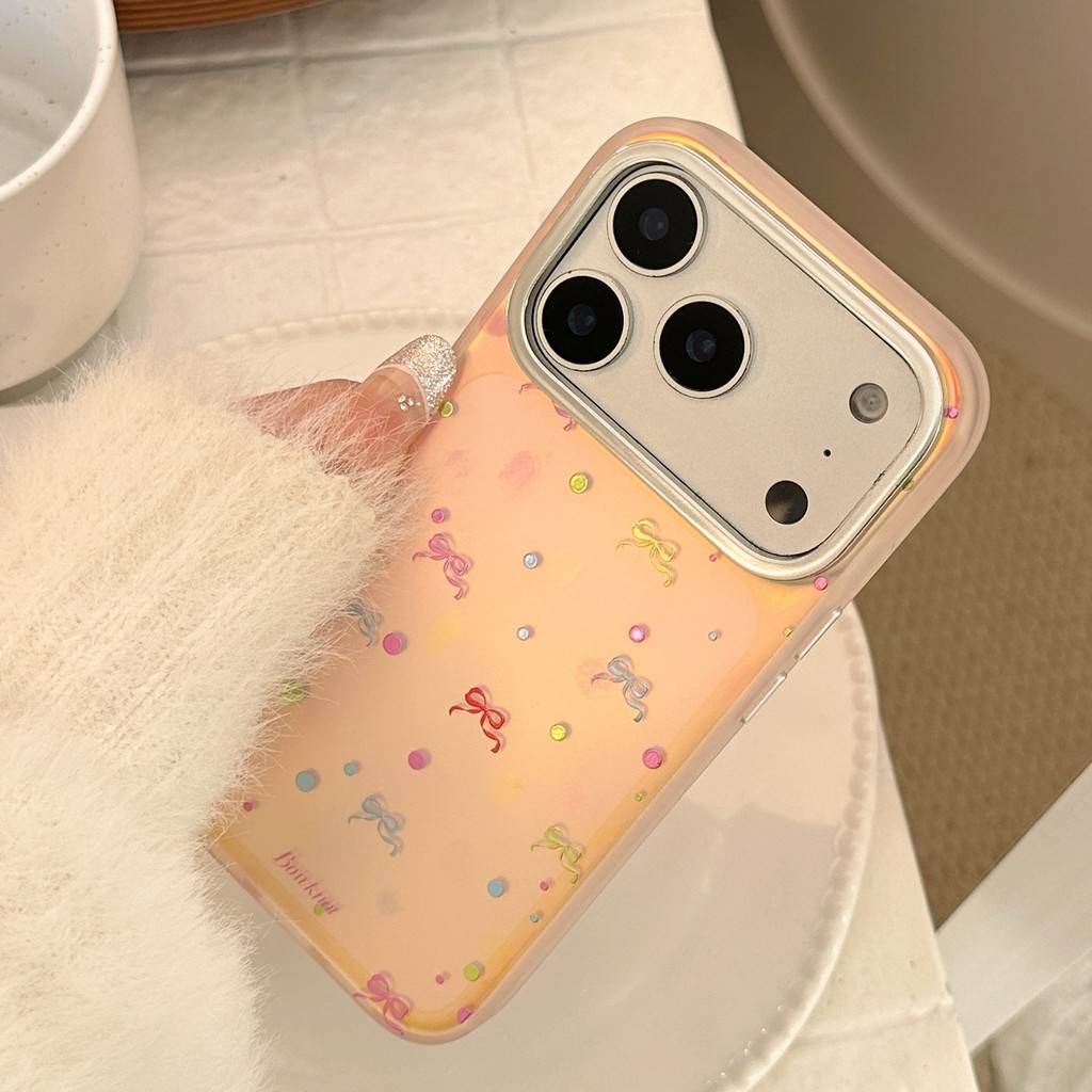 เคสโทรศัพท์ป้องกันโบว์สีชมพูชุบด้วยไฟฟ้าเหมาะสําหรับ TPU สําหรับ iPhone 11 12 13 14 15 16 17Pro Max Plus ราคา ถูกที่สุด ดีลบีเคเค แกลเลอรีภาพที่ 6