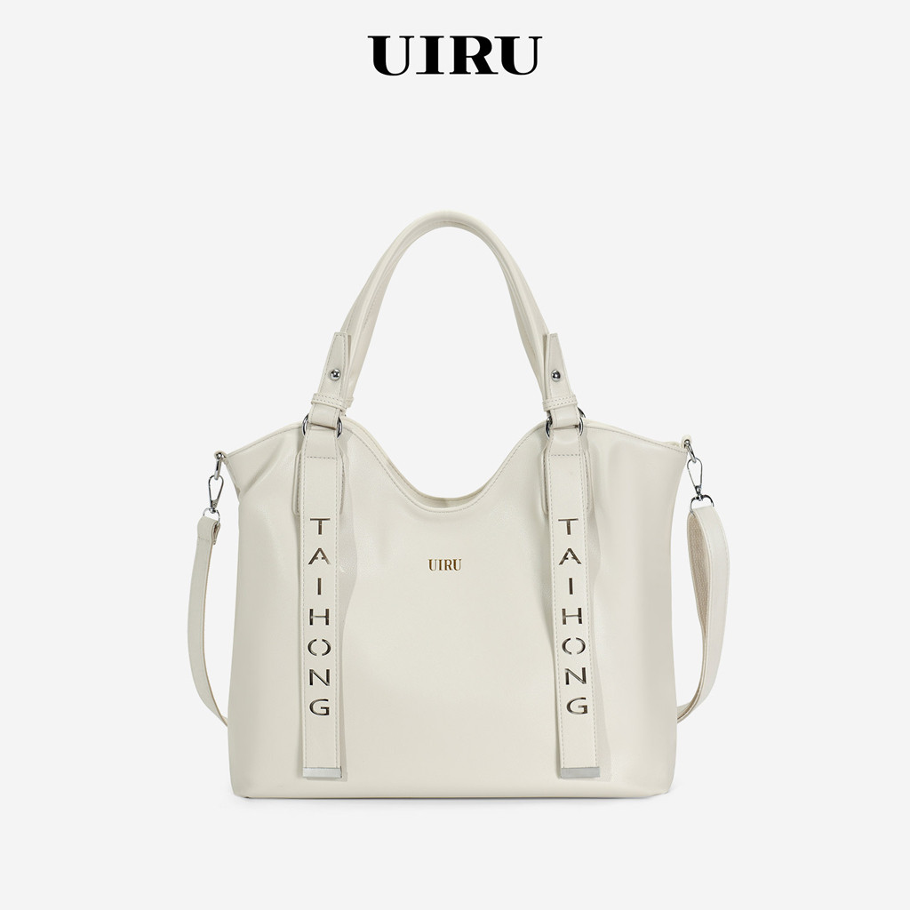 UIRU กระเป๋าทอท์สไตล์แฟชั่น สายพิมพ์ตัวอักษร กระเป๋าถือ/สะพายข้าง สำหรับทำงาน/เดินทาง
