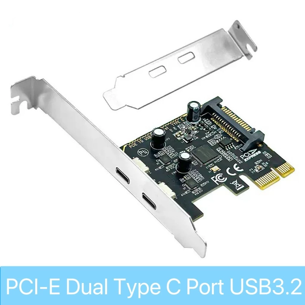 เพิ่มช่องTYPE C การ์ดขยาย PCI-E X1 ถึง 2-Port TYPE-C USB 3.2 GEN1 5Gbps แปลงการ์ด ASM1042 ชิปสําหรับเดสก์ท็อป