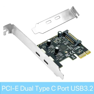 เพิ่มช่องTYPE C การ์ดขยาย PCI-E X1 ถึง 2-Port TYPE-C USB 3.2 GEN1 5Gbps แปลงการ์ด ASM1042 ชิปสําหรับเดสก์ท็อป