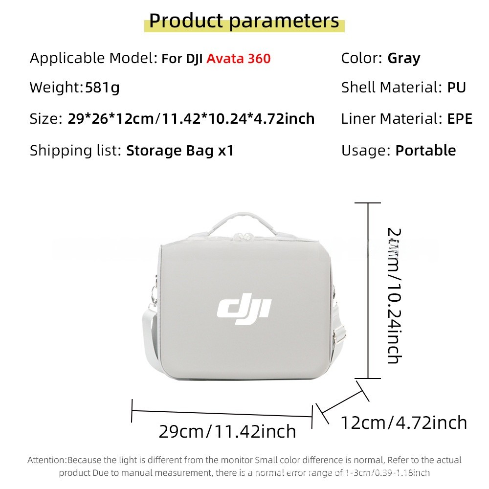Avata 360 Drone Storage Bag กระเป๋าพกพาพร้อมสายสะพายไหล่สําหรับ DJI Avata 360 Quadcopter Accessories Travel and Outdoor Use