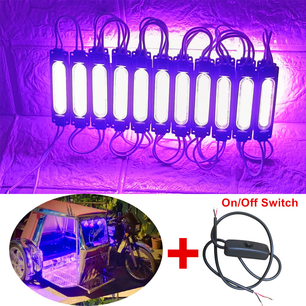 ไฟโมดูล LED COB 12V พร้อมสวิตช์เปิด/ปิดสําหรับ Jeepney รถสามล้อ Tuk Bajaj รถจักรยานยนต์, ไฟแสดงสถานะเครื่องหมายด้านข้าง 24V สําหรับรถยนต์รถบรรทุก Bus Van (10 สีให้คุณเลือก)