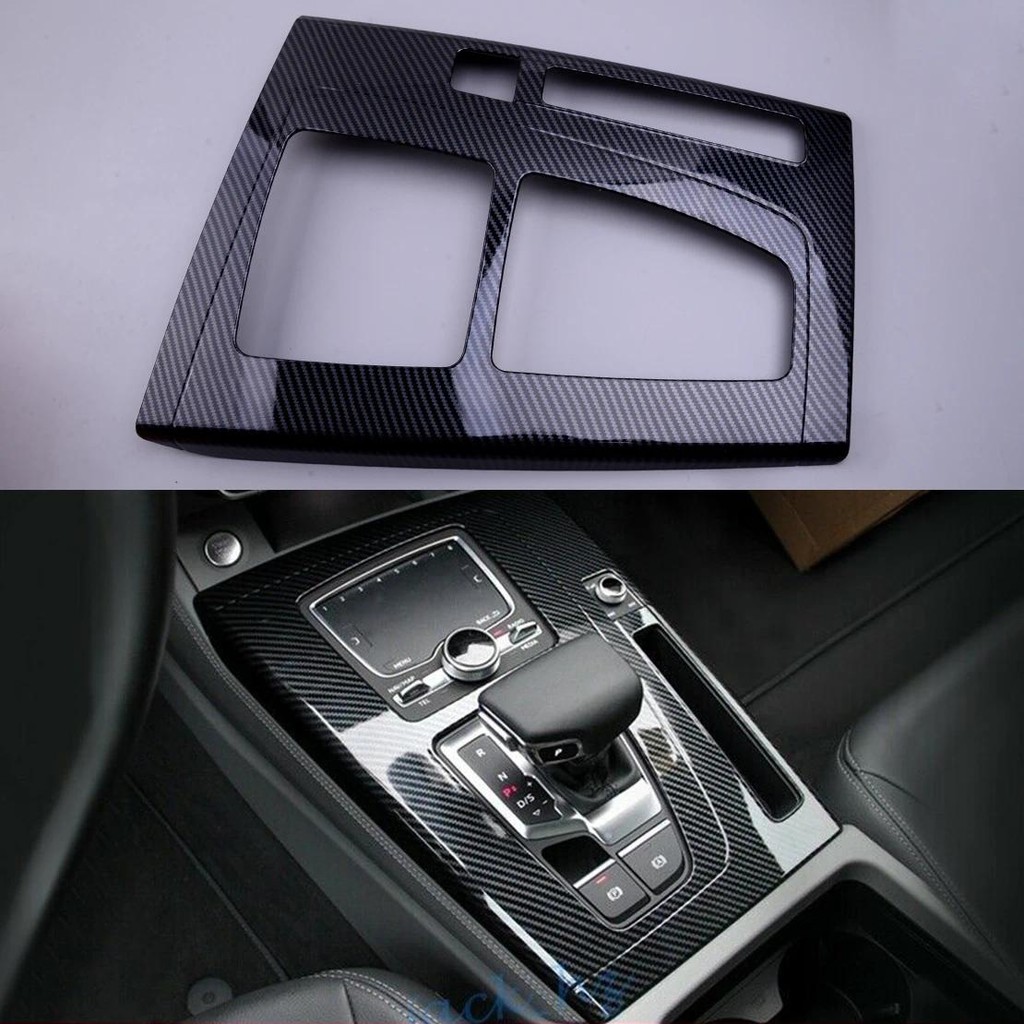 ภายในเกียร์ Shift กล่องแผงฝาครอบ Trim กรอบ ABS สีดําคาร์บอนไฟเบอร์สไตล์ Fit สําหรับ Audi SQ5 Q5 PHEV