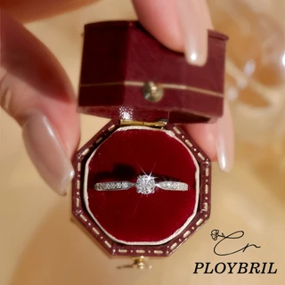PLOYBRIL Moissanite Ring เหรียญแท้ 925 เพชรโมอีสสี่กรงเล็บเครื่องประดับแฟชั่นผู้หญิงสถาบัน J023