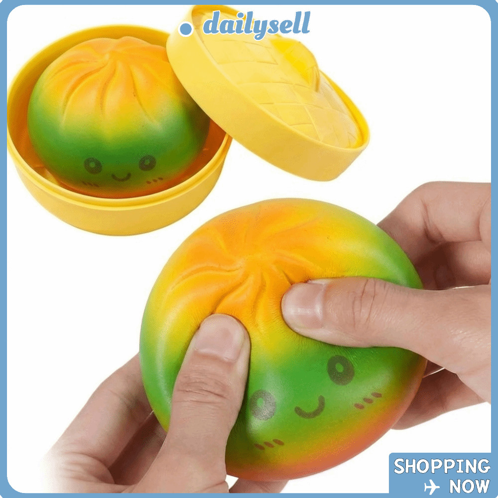 DAILY ซาลาเปายัดไส้นึ่ง Squishy Pinch Le, Soft Glitter Steamed Bun Squishy Toy, with Steamer Slow Re