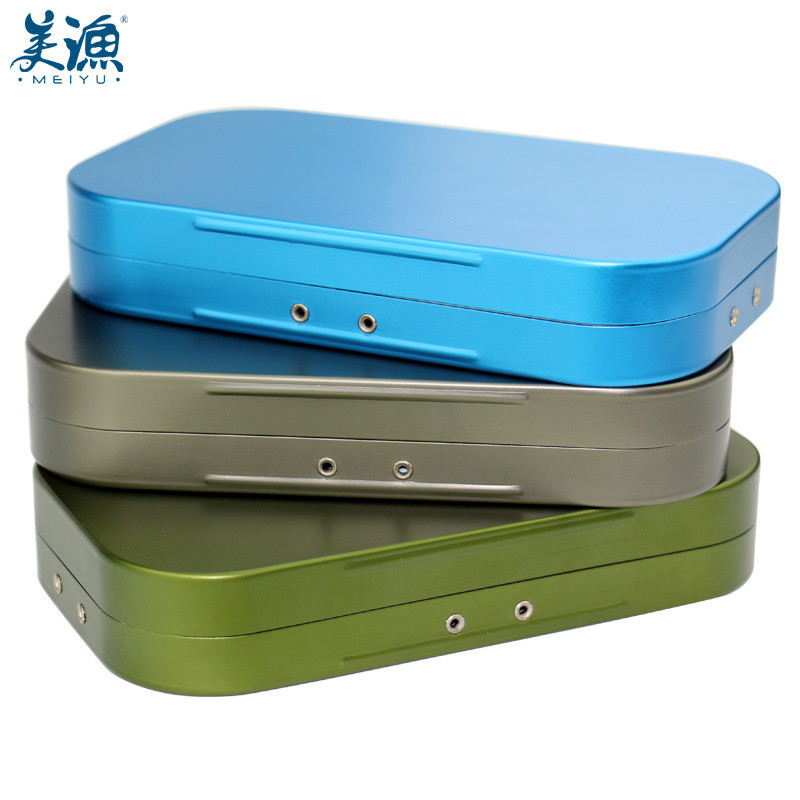 Beautiful Fishing Aluminum Alloy Fly Fishing Box Portable Small Fishing Gear Accessories Box Fly Fis