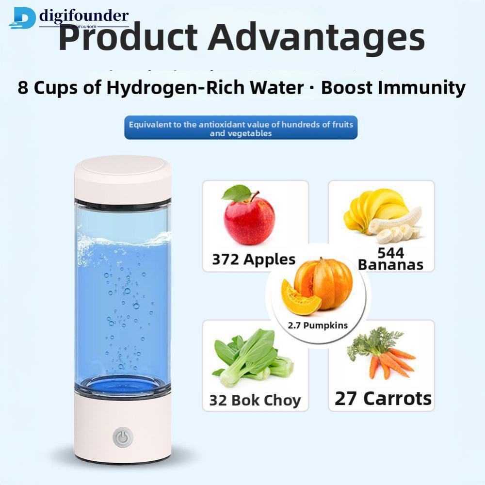 DIGIFOUNDER 450ml Hydrogen-Rich ถ้วยน้ําไฟฟ้าไฮโดรเจนการดูดซึมเครื่องกําเนิดไฟฟ้าขวดกรองแบบพกพา Dail