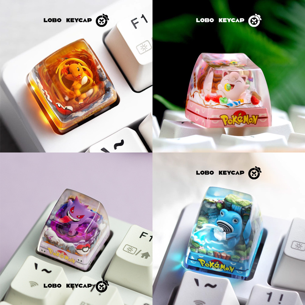 Pokemon หยด-กาว Keycap ส่วนบุคคลน่ารัก Gaming 3D เรซิ่น Keycaps ESC DIY Creative Squirtle Eevee Snorlax Charmander Bulbasaur Meowth Pikachu Jigglypuff Gengar Keycaps