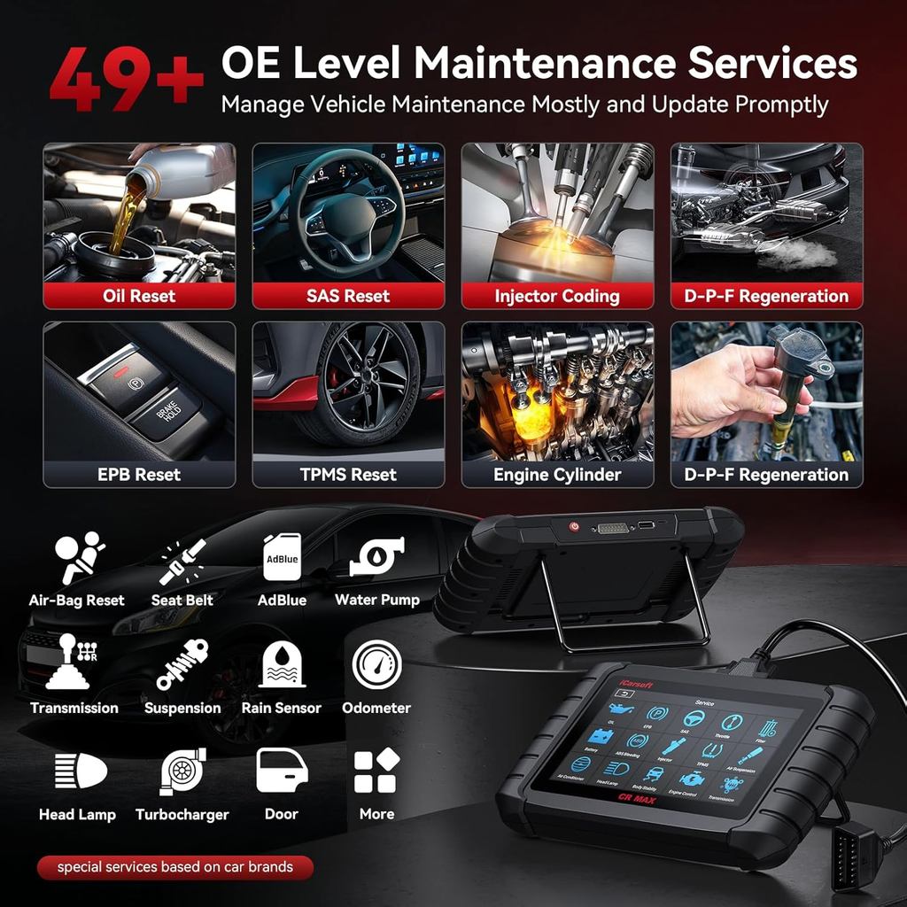 ICarsoft CR MAX 2025 รุ่น Bidirectional Scan เครื่องมือการวินิจฉัยระบบเต็มรูปแบบ 49 บริการ All Activ