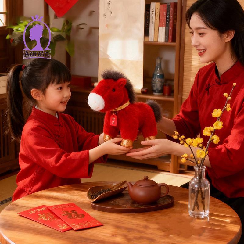 # ANTH # Horse Plush Toys Mascot สําหรับปีม้าบ้านโซฟาตกแต่งของขวัญ 15/25 ซม.