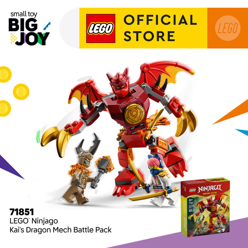 LEGO NINJAGO 71851 Kai's Dragon Mech Battle Pack (85pcs.), Building Blocks, Kids Toy