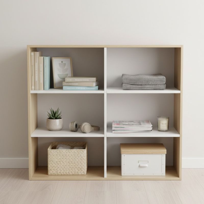 AIEhome ชั้นวางหนังสือ 3ชั้น 6ช่อง ชั้นเก็บของ ชั้นวางของไม้อเนกประสงค์ รุ่น 103