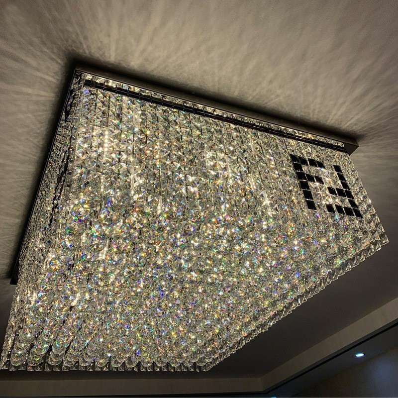 Crystal Living Room Lamp Hall Luxurious Rectangular Engineering Hotel Room Egyptian K9Ceiling Light 