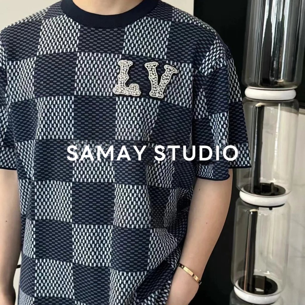 เสื้อยืดแขนสั้น Unisex สไตล์ฤดูใบไม้ร่วงใหม่ จากแบรนด์ AMIER ออกแบบโดย Pharrell Fei Dong ลายตารางสีน