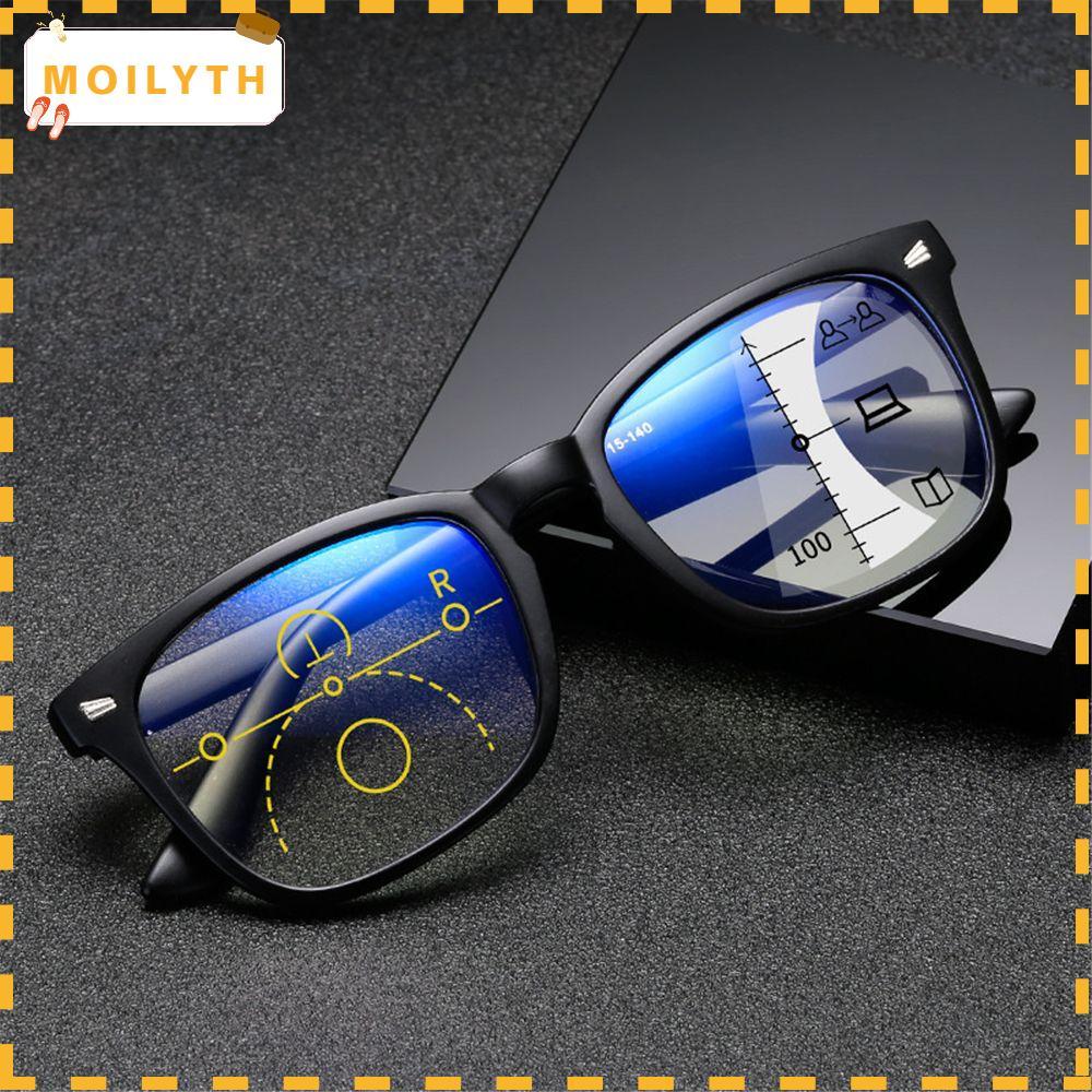 แว่นสายตายาวแบบมัลติโฟกัสดีไซน์วินเทจ สปริงบานพับ ป้องกันแสงสีฟ้า