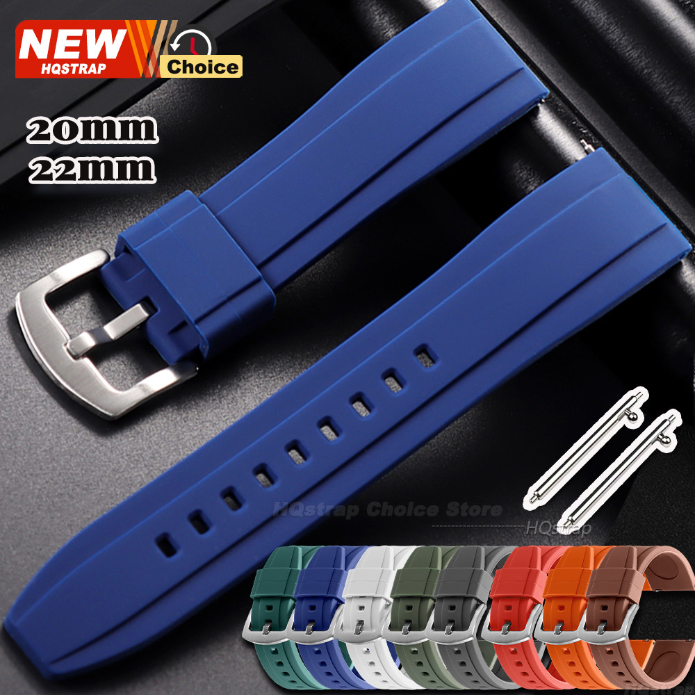 กีฬาสายนาฬิกาซิลิโคน 20 มม. 22 มม.Smartwatch Universal Watchband ยางรัดผู้หญิงผู้ชายเข็มขัดกันน้ํา