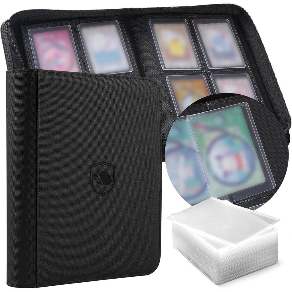 Toploader Binder,ถือ 160 Toploaders,100 Toploader รวม, 4 กระเป๋า PU Cover Top Loader Binder สําหรับ 